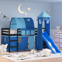 Ce lit mezzanine pour enfants est fabriqué en pin massif et est conçu pour recevoir et optimiser l'espace. Construction en bo ...