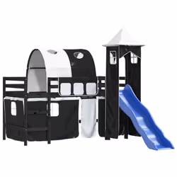 VidaXL 3207114 Lit pour enfant Noir, Blanc Polyester