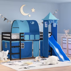 Ce lit mezzanine pour enfants est fabriqué en pin massif et est conçu pour recevoir et optimiser l'espace. Construction en bo ...