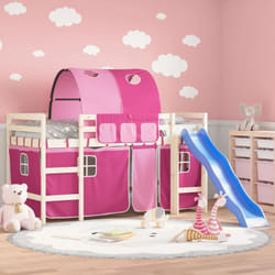 vidaXL Rideaux pour lit mezzanine avec tunnel rose polyester