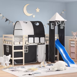 Transformez le lit de votre enfant en aire de jeux intérieure avec ces rideaux pour lit mezzanine avec tunnel et tour qui ren ...