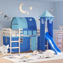 Transformez le lit de votre enfant en aire de jeux intérieure avec ces rideaux pour lit mezzanine avec tunnel et tour qui ren ...