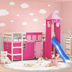 Transformez le lit de votre enfant en aire de jeux intérieure avec ces rideaux pour lit mezzanine avec tour qui rendront l'he ...