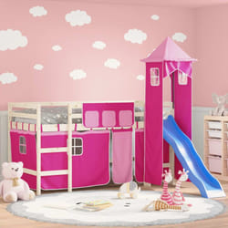 Vidaxl - Rideaux pour lit mezzanine avec tour rose polyester