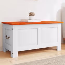 vidaXL Coffre de rangement et couvercle marron et blanc bois d'acacia