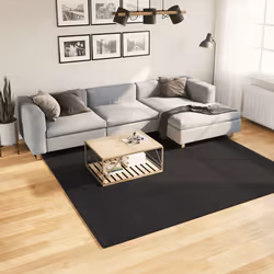 vidaXL Tapis à poils courts doux et lavable noir 240x240 cm 375120