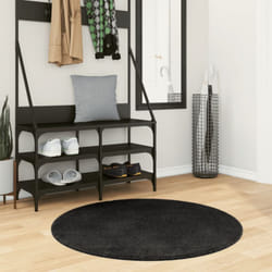 Tapis huarte à poils courts doux et lavable noir ø 100 cm