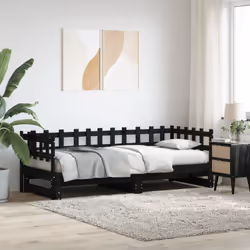 Ce lit de jour en bois polyvalent peut être utilisé comme lit dans votre chambre à coucher et s'intègre également parfaitemen ...