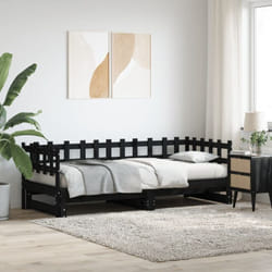 Vidaxl - Lit coulissant Noir 2x(80x200) cm Bois de pin massif