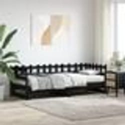 vidaXL Lit coulissant sans matelas noir 2x(90x200) cm Bois massif - 90 x 200 cm