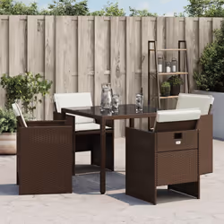 Chaises De Jardin Avec Coussins Lot De 4 Marron Résine Tressée Vidaxl - Vue supplémentaire 2