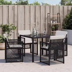 Chaises De Jardin Lot De 4 Avec Coussins Noir Résine Tressée Vidaxl - Vue supplémentaire 2