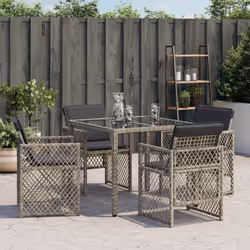 Chaises De Jardin Avec Coussins Lot De 4 Gris Résine Tressée Vidaxl - Vue supplémentaire 2