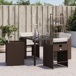 Chaises De Jardin Avec Coussins Lot De 4 Marron Résine Tressée Vidaxl - Vue supplémentaire 2