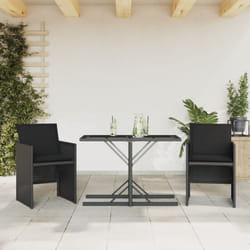 Vidaxl - Ensemble de bistro 3 pcs avec coussins noir résine tressée