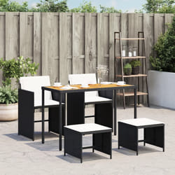 Ensemble À Manger De Jardin Coussins 5pcs Noir Résine Tressée Vidaxl
