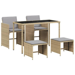 Ensemble À Manger De Jardin Coussins 5 Pcs Mélange Beige Rotin Vidaxl