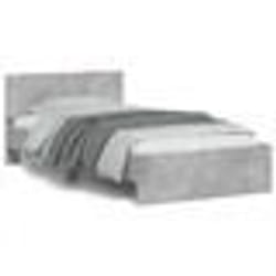 vidaXL Cadre de lit sans matelas avec tête de lit gris béton 100x200cm - 100 x 200 cm