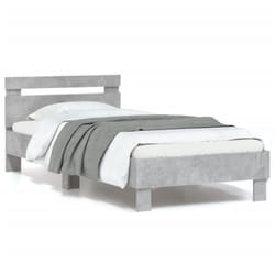 Cadre De Lit Tête De Lit Et Lumières Led Gris Béton 90x200 Cm