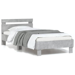 Cadre de lit sans matelas avec lumières led gris béton 90x190cm Vidaxl