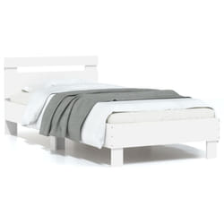 vidaXL Cadre de lit sans matelas avec lumières LED blanc 75x190 cm