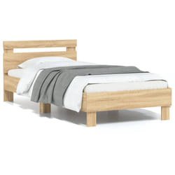 Cadre de lit tête de lit et lumières led chêne sonoma 75x190 cm - Vidaxl
