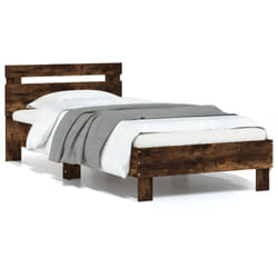 Cadre de lit sans matelas avec lumières led chêne fumé 75x190cm Vidaxl