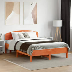 vidaXL Cadre de lit sans matelas cire marron 120x190cm bois pin massif - 120 x 190 cm