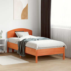Cadre De Lit Sans Matelas Cire Marron 75x190 Cm Bois Pin Massif Vidaxl