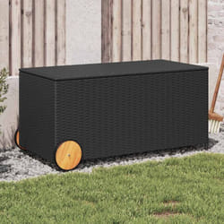 Vidaxl - Boîte de rangement de jardin et roues noir 190L résine tressée