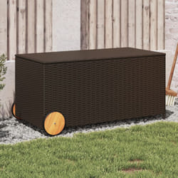 Vidaxl - Boîte de rangement de jardin et roues marron 190L poly rotin