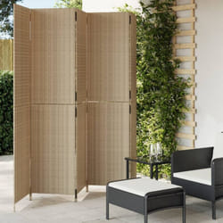 Vidaxl Cloison De Séparation 5 Panneaux Beige Résine Tressée