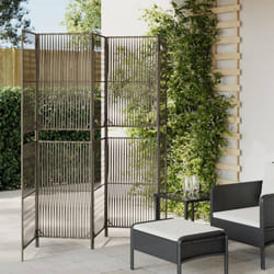 Cloison De Séparation 5 Panneaux Gris Résine Tressée
