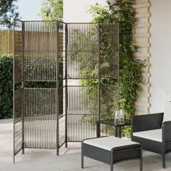 Cloison De Séparation 6 Panneaux Gris Résine Tressée