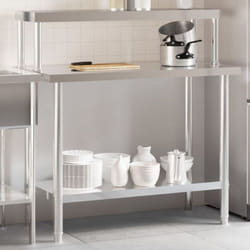 Vidaxl - Table De Travail De Cuisine Avec Étagère 110x55x120 Cm Inox