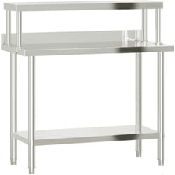 Vidaxl - Table de travail de cuisine avec étagère 110x55x120 cm inox