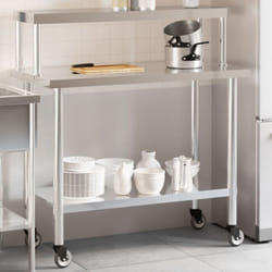 Vidaxl - Table de travail de cuisine avec étagère 110x55x120 cm inox