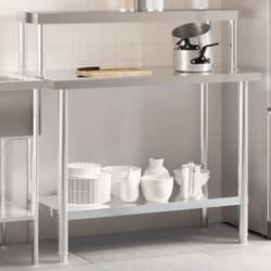Table De Travail De Cuisine Avec Étagère 110x55x120 Cm Inox Vidaxl