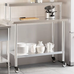 Vidaxl - Table De Travail De Cuisine Avec Étagère 110x55x120 Cm Inox