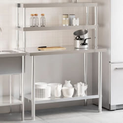 Table de travail de cuisine avec étagère 110x55x150 cm inox Vidaxl