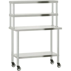 vidaXL Table de travail de cuisine avec étagère 110x55x150 cm inox