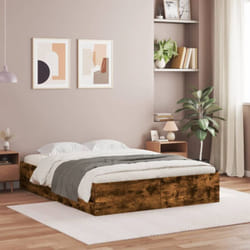 Vidaxl - Cadre de lit à tiroirs chêne fumé 140x200 cm bois d'ingénierie