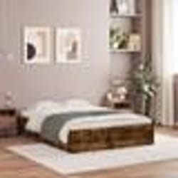 vidaXL Cadre de lit avec tiroirs sans matelas chêne fumé 120x200 cm - 120 x 200 cm
