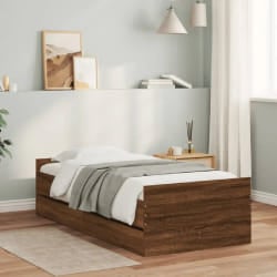 vidaXL Cadre de lit avec tiroirs sans matelas chêne marron 90x190 cm - 90 x 190 cm