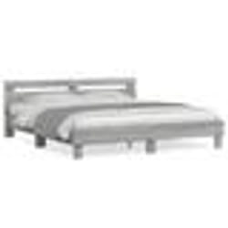vidaXL Cadre de lit sans matelas sonoma gris 200x200 cm - 200 x 200 cm