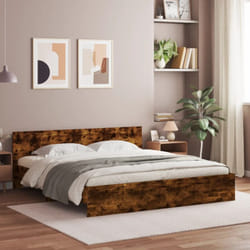Vidaxl - Cadre de lit avec tête de lit chêne fumé 180x200 cm