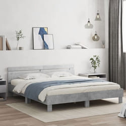 vidaXL Cadre de lit avec LED sans matelas gris béton 200x200 cm - 200 x 200 cm