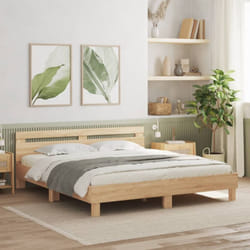 Vidaxl - Cadre de lit avec tête de lit et led chêne sonoma 180x200 cm