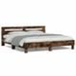 vidaXL Cadre de lit avec LED sans matelas chêne fumé 160x200 cm - 160 x 200 cm