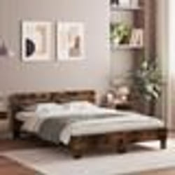 vidaXL Cadre de lit avec LED sans matelas chêne fumé 150x200 cm - 150 x 200 cm